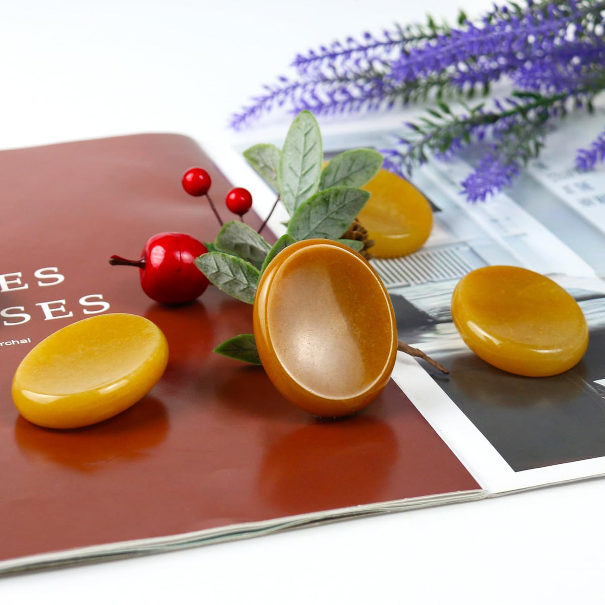 Nvzi Worry Stones Citrine Crystal, Chakra Crystals and Healing Stones, Oval Palm Stone, Thumb Stone, Crystals for Beginners, Spiritual Gifts for Women, Meditation Accessories (1PCS
