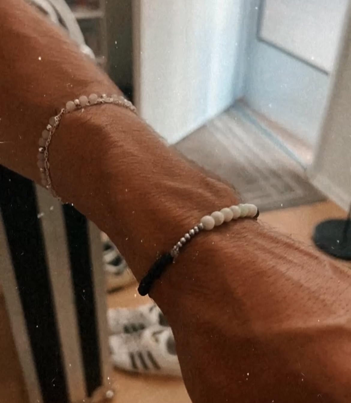 *GLOW IN THE DARK* “LEMON Bracelet” (Lemon Chrysoprase & Black Tourmaline) Natural Gemstone Healing Bracelet - Large | [7.5 inches]