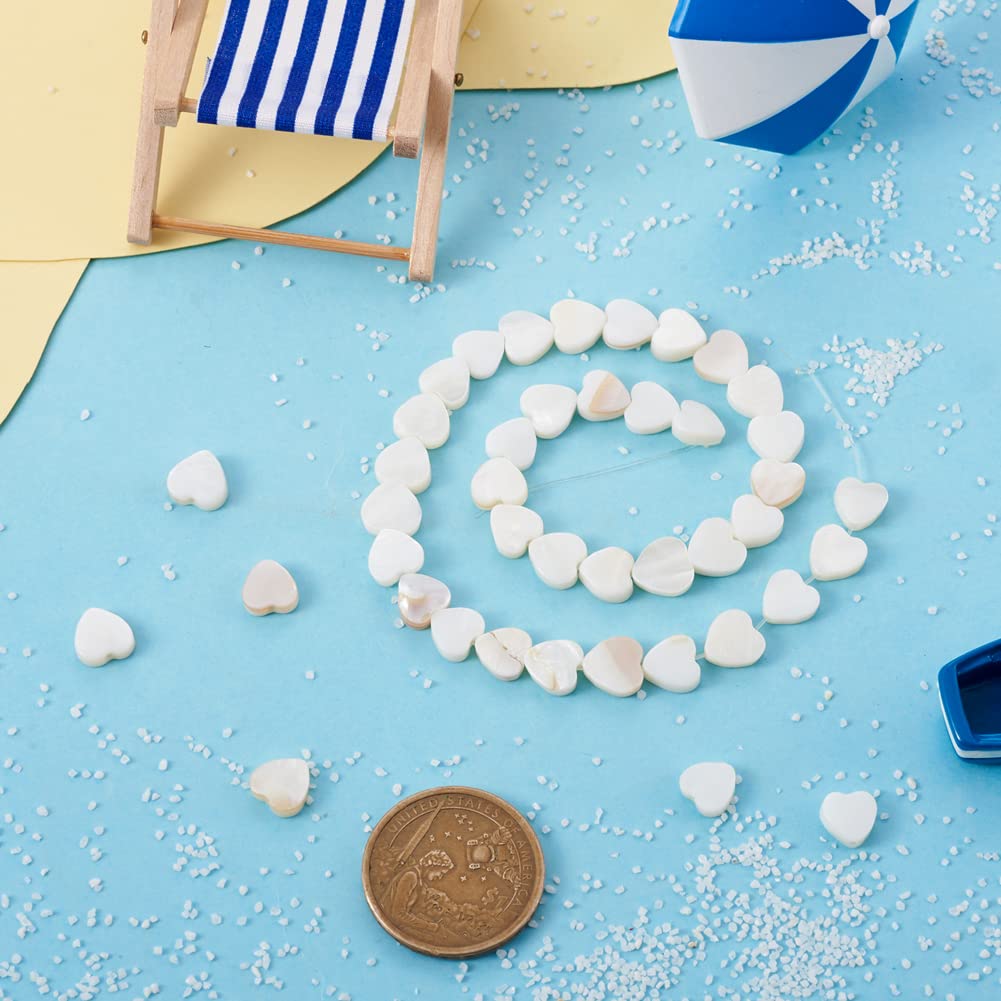 Fashewelry 44pcs Heart Freshwater Shell Beads Shell Heart Charm Sea Shells for Crafts Seashell Summer Ocean Beach Beads 8x8-9mm for Valentines Day Jewelry DIY Crafts Necklace Bracelet Earring