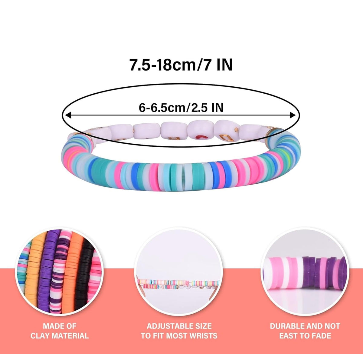 Lssfadccx Colorful Bracelet, Collection Bracelets for Women, Rope Weaving Colorful Letter Beads Adjustable Friendship Bracelet