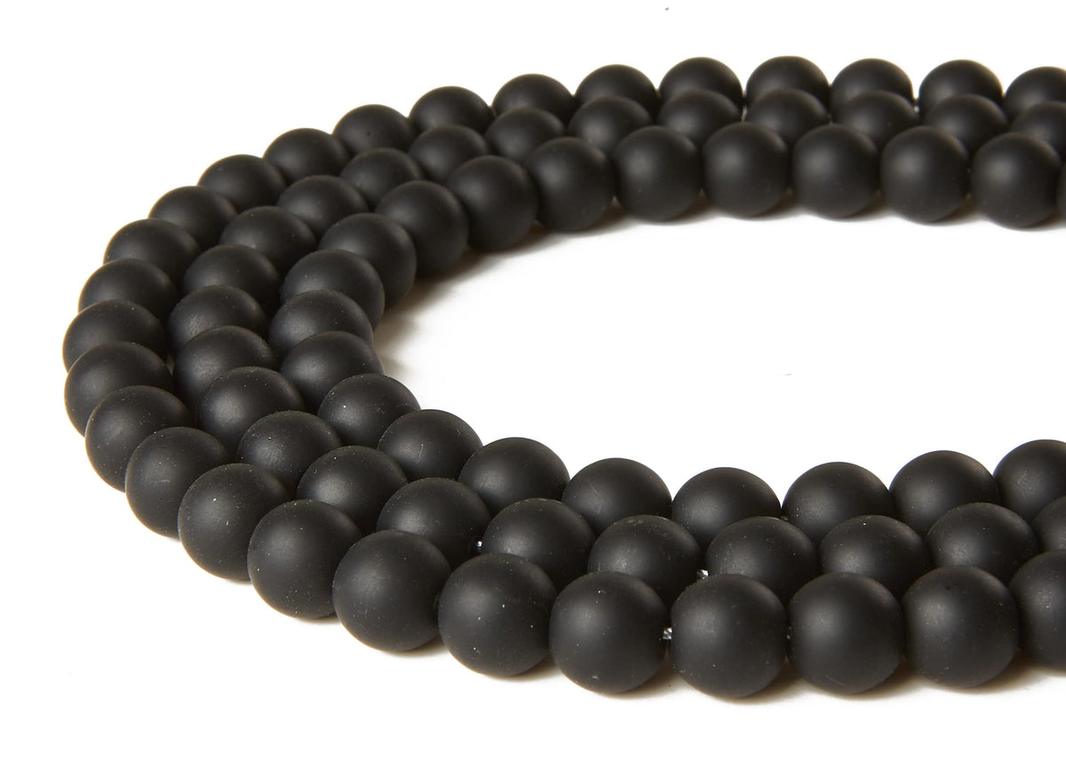 100pcs 8mm Matte Black Beads Natural Gemstone Beads Round Loose Beads for Jewelry Making