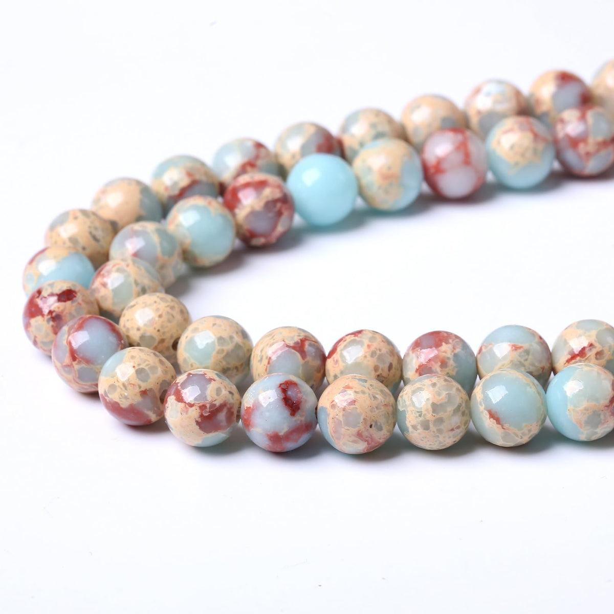 45PCS 8MM Natural Longevity Mountain Beads Round Loose Stone Beads for Jewelry Making DIY Energy Stone Healing Power Bracelet 15"