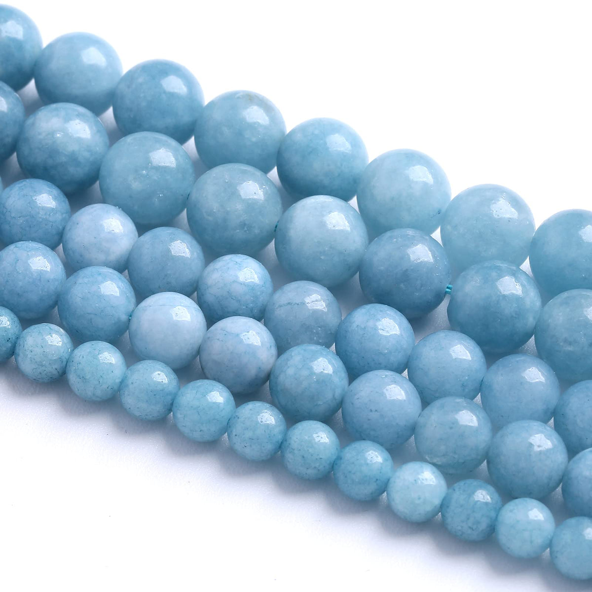 8MM 46PCS Blue Aquamarine Jade Loose Beads for Jewelry Making DIY Bracelet