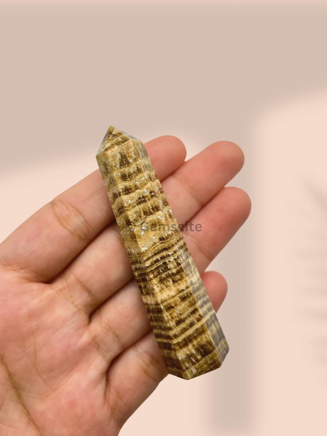 WholesaleGemShop 3 Inch (70 mm) Gemstones Aragonite Obelisk Tower Jumbo Facet Aura Rock Crystal Natural Polished Earth Wand Spirit