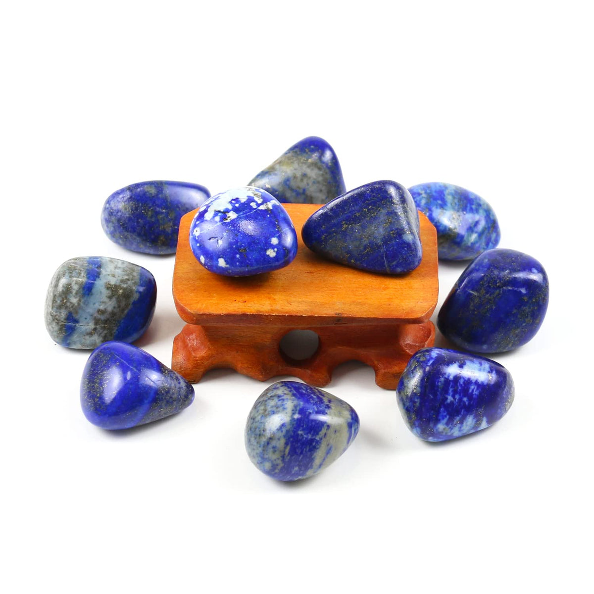 Namzi 10 Packs of Brazilian Tumbled Polished Natural Lapis Lazuli Crystals, Crystals and Healing Stones Quartz Bulk for Wicca, Reiki, Healing Energy, Chakra Stones, Witchcraft Supplies(0.5LB)