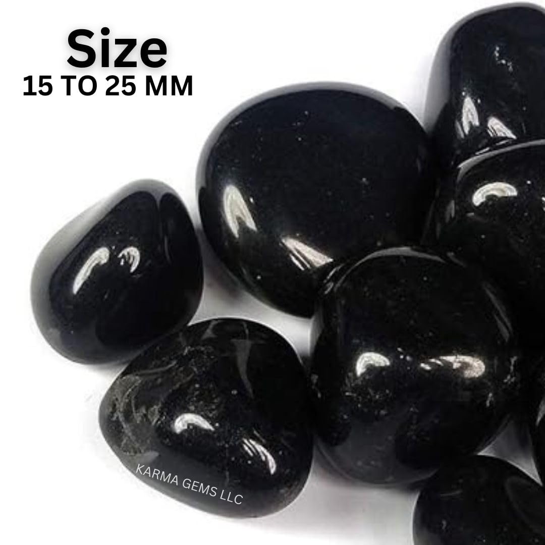 Karma Gems 1lb Obsidian Tumbled Stones - Polished Stones for Positive Energy - Crystal Kit for Fresh Mind & Restful Sleep - Healing Stone for Chakra Balancing - Ideal for Gift & Home Decor (15-25 Mm)