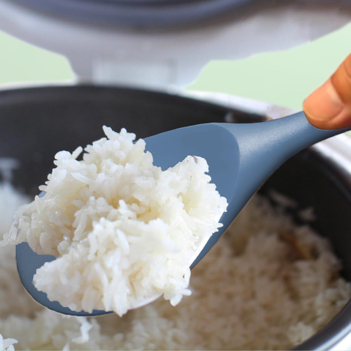 Cooking Spoon and Rice Scooper Set for Nonstick Cookwares, Heat Resistant- Seamless Design, Great for Cooking, Serving, Mixing, Scoop, and Scrape,2 Pack, Starry Blue