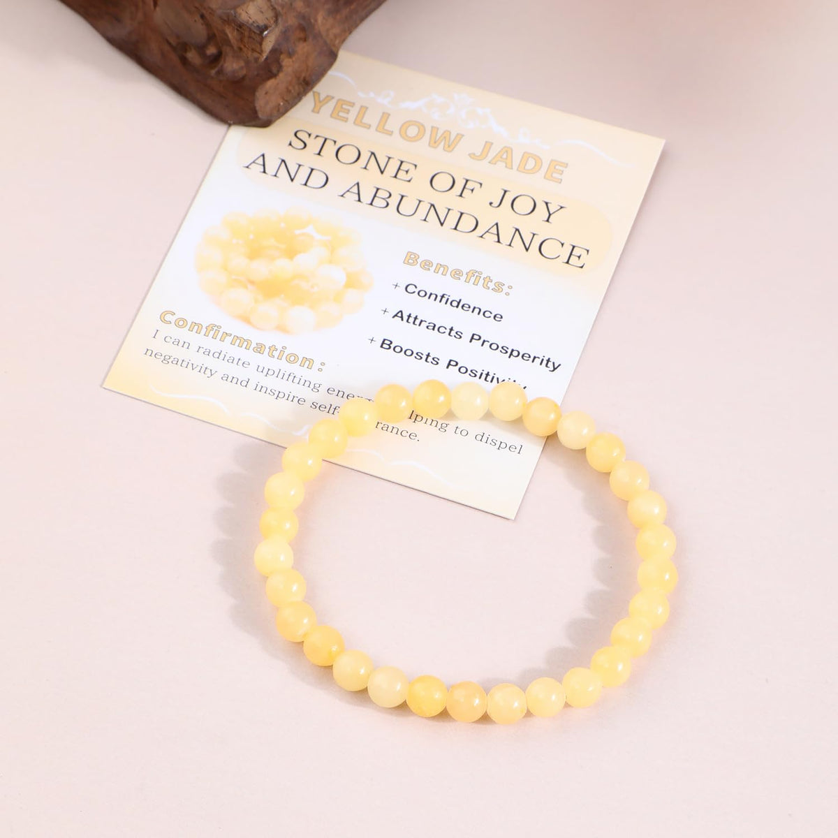Bymitel 6mm Yellow Jade - Handmade Reiki Gemstone Stretch Bracelet, Natural Beauty & Spiritual Essence, Crystal Healing for Unisex Adults
