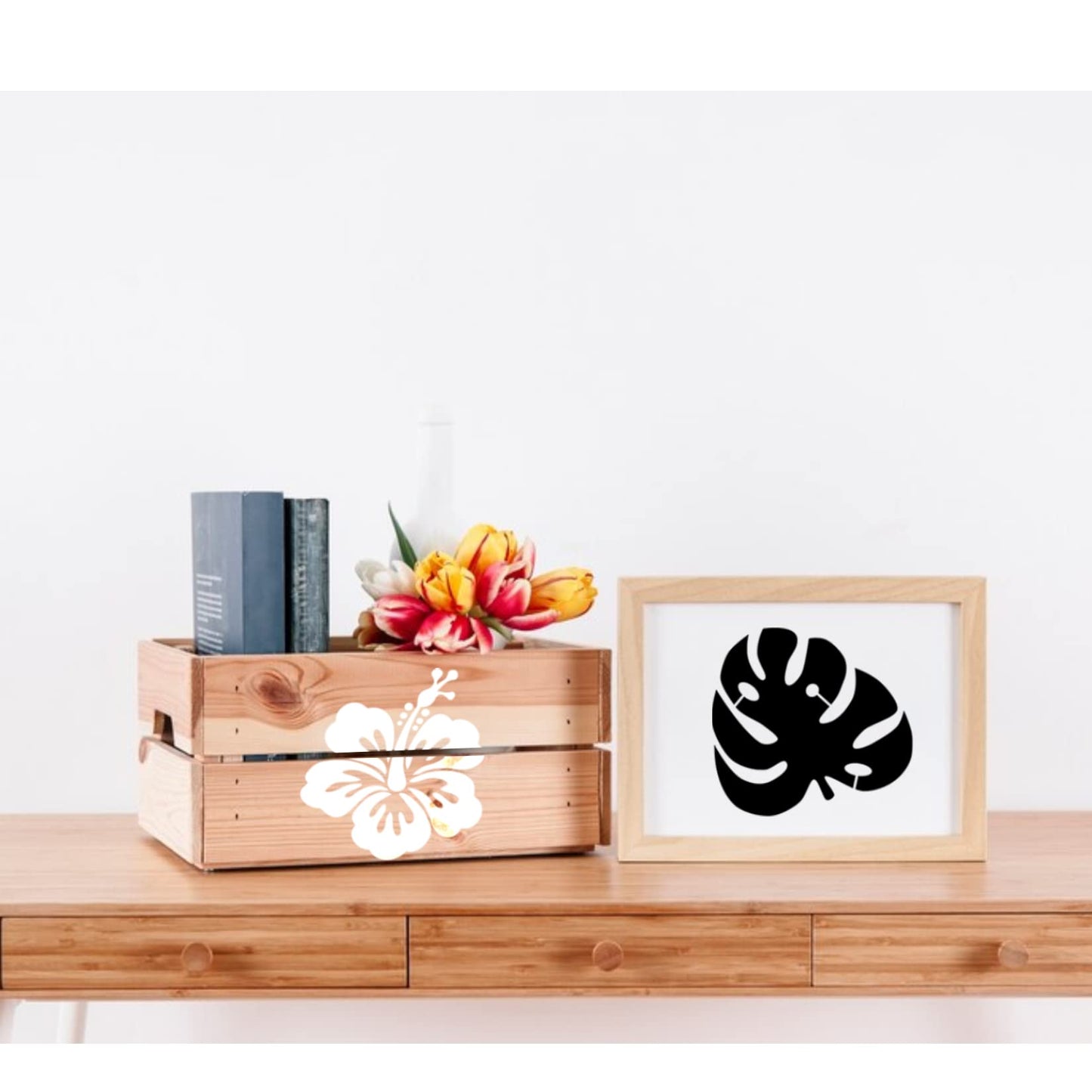 Hibiscus Leaf Stencils Flower Paint Stencil Tropical Leaves Palm Tree Nature Floral Art Craft Drawing Stencil for Painting on Wood Rock Wall Card Making Fabric Canvas Furniture Porch Paper (Hibiscus)