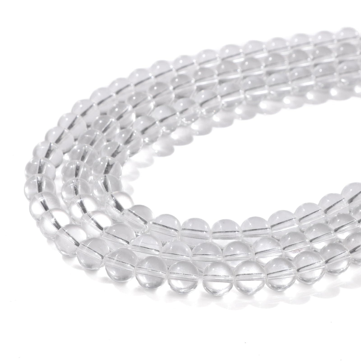 Risyfjew 50PCS 8mm Natural Clear Quartz Beads Gemstone Round Loose Beads for Jewelry Making Chakra Crystal Stone Beads for Bracelets Necklace Earrings Making Supplies (50pcs/Strand)