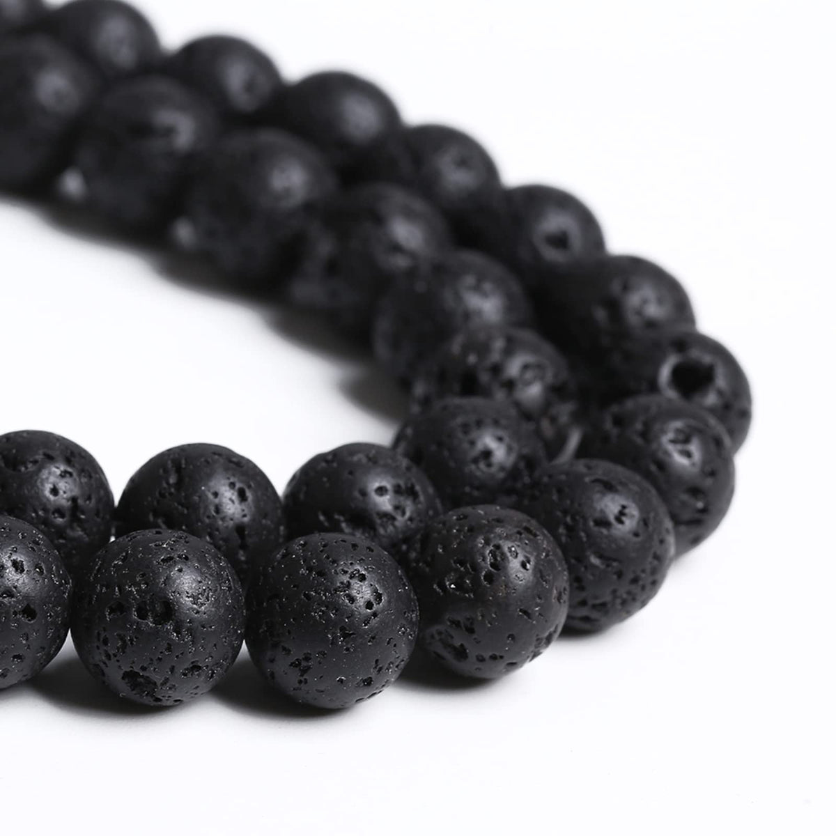 8MM 45PCS Natural Stone Black Volcanic Lava Chakra Spacer Loose Beads for Jewelry Making DIY Bracelet