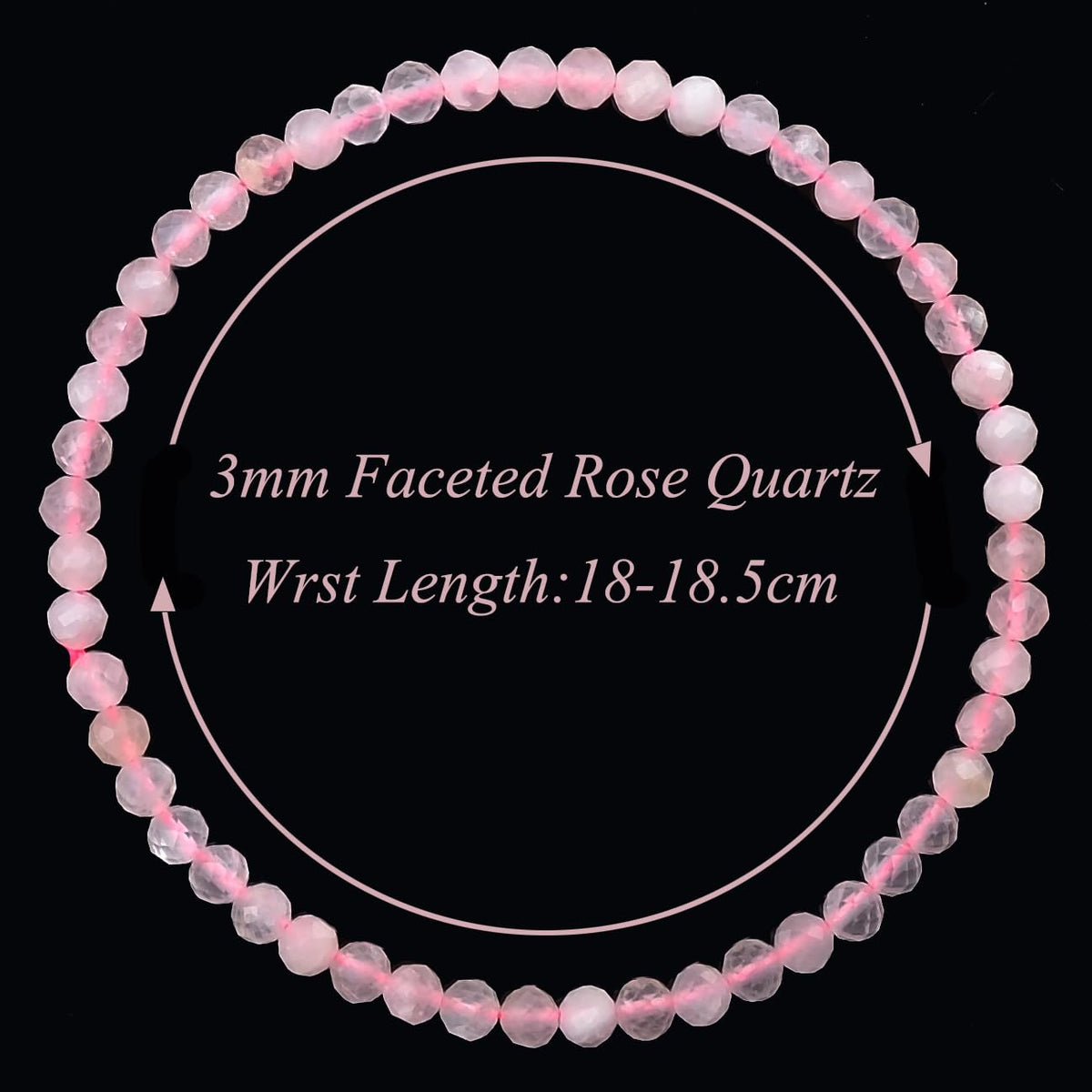 MASSIVE BEADS Natural Genuine Gemstone Beads Healing Crystal Chakra Reiki Jewelry Faceted Round Beads Bracelets (Rose Quartz, 3mm)