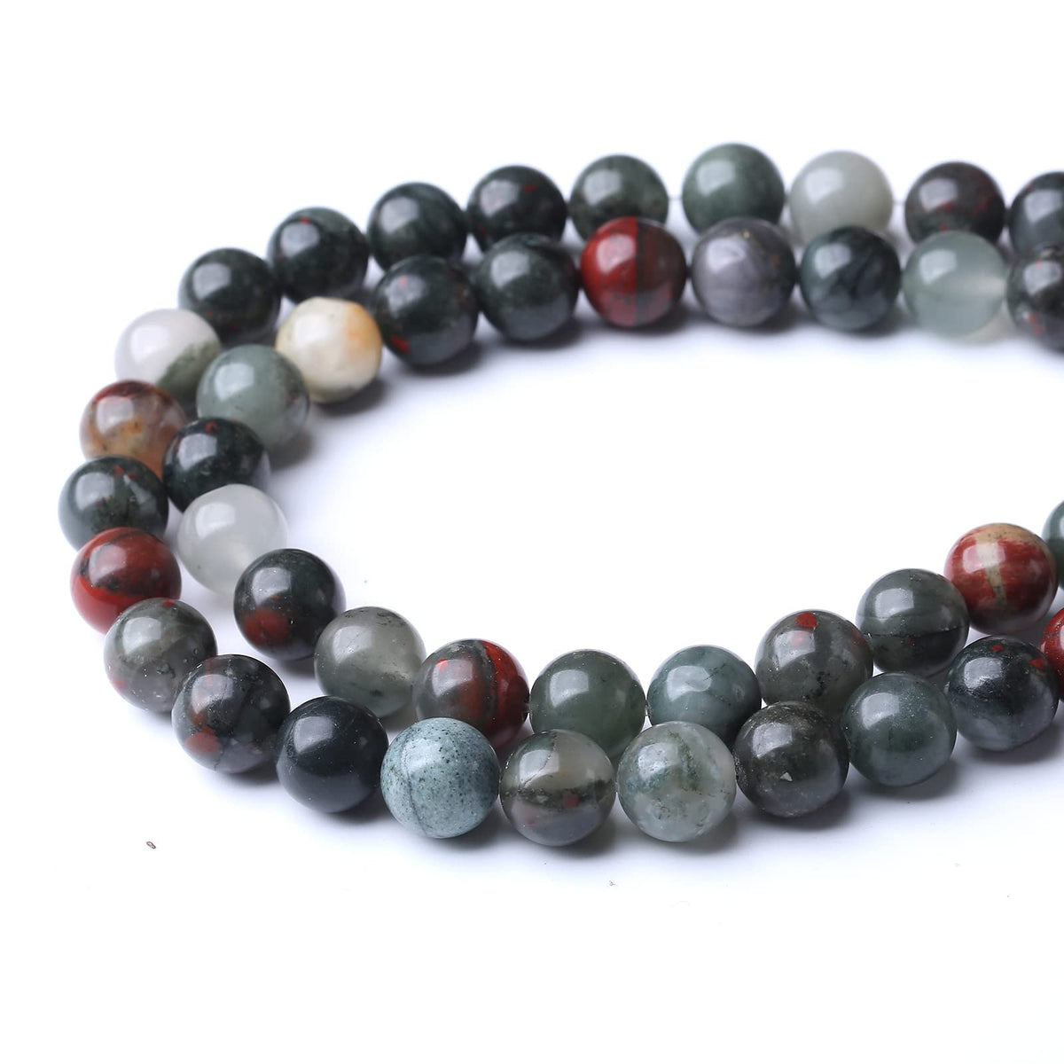 32PCS 12MM Natural African Bloodstone Stone Beads Energy Healing Beads for DIY Jewelry Bracelet Necklace Making for Jewelry Making15Inch
