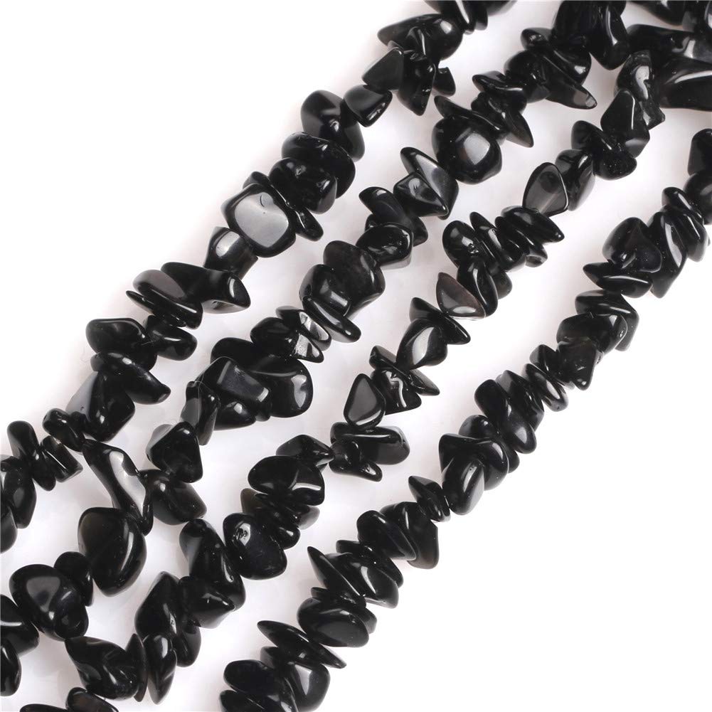 HAAMIIQII 5-8mm Natural Black Agate Chips Beads Irregular Chip Stone Loose Gemstone Beads for Jewelry Making Strand 30 Inch