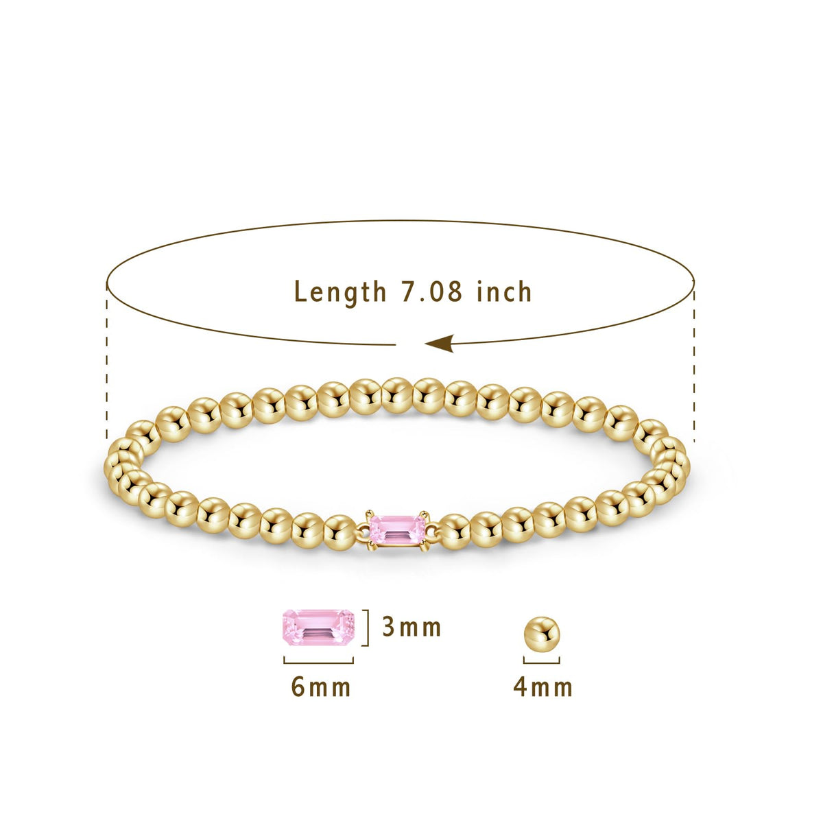 Free bird Pink Bracelets for Women 14K Gold Plated Birthstone Stacking Bracelets for Women Handmade Stretch Pink October Birthstone Bracelet Jewelry for Birthday Gift