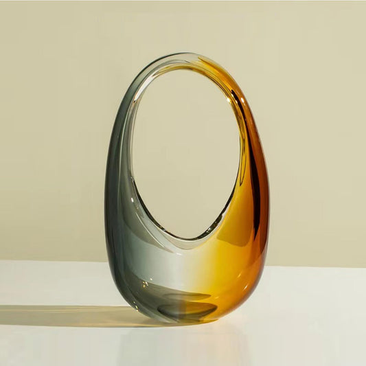 Scizorito Crystal Vase, Modern Decorative Vase, Minimalist Floral Vase, Light Luxury Style for Home Decor, Centerpiece, Office, Pampas Grass, Dried Flowers, Flowers and Buds (B-Caramel)