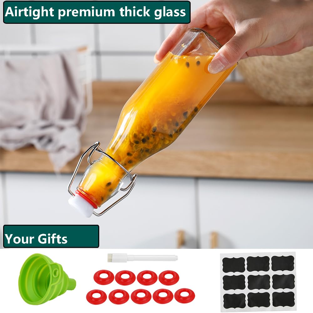 ZEBEIYU Swing Top Glass Bottles 8 oz with Airtight Lids for Home Brewing, Kombucha, Kefir, Vanilla Extract, Beer, Oil, Vinegar, Homemade Juices, Water,Soda Set of 9