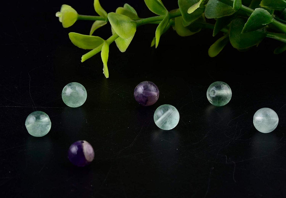 Natural Stone Beads 100pcs 6mm Fluorite Round Genuine Real Stone Beading Loose Gemstone Hole Size 1mm DIY Smooth Beads for Bracelet Necklace Earrings Jewelry Making (Fluorite Green, 6mm)