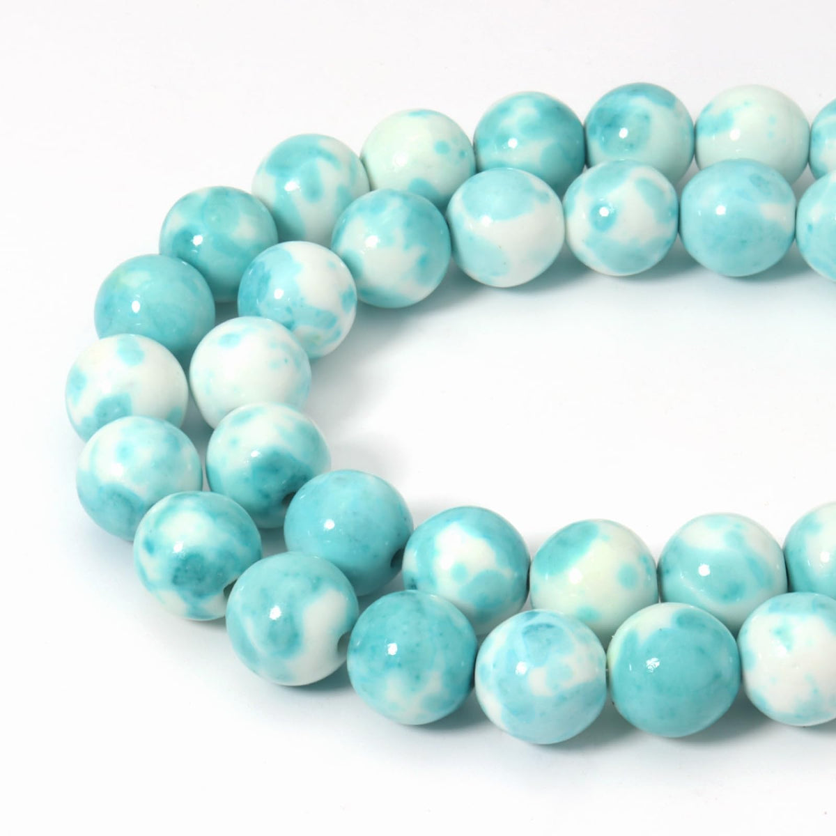Siomia 45pcs 8mm Natural Blue Rain Flower Gemstone Beads Energy Healing Crystal Round Loose Stone Beads for Jewelry Making, DIY Bracelets Necklaces