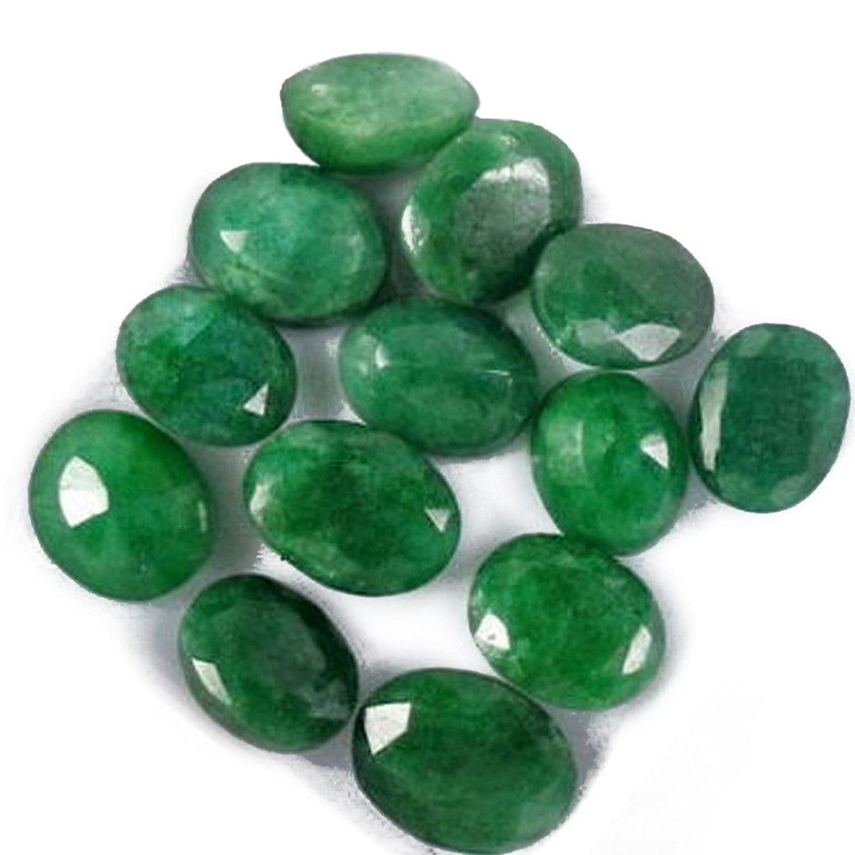 GEMHUB Natural Oval Cut Colombian Loose Green Emerald Beads Approx 60 Ct / 12 Pcs Gemstones Lot…