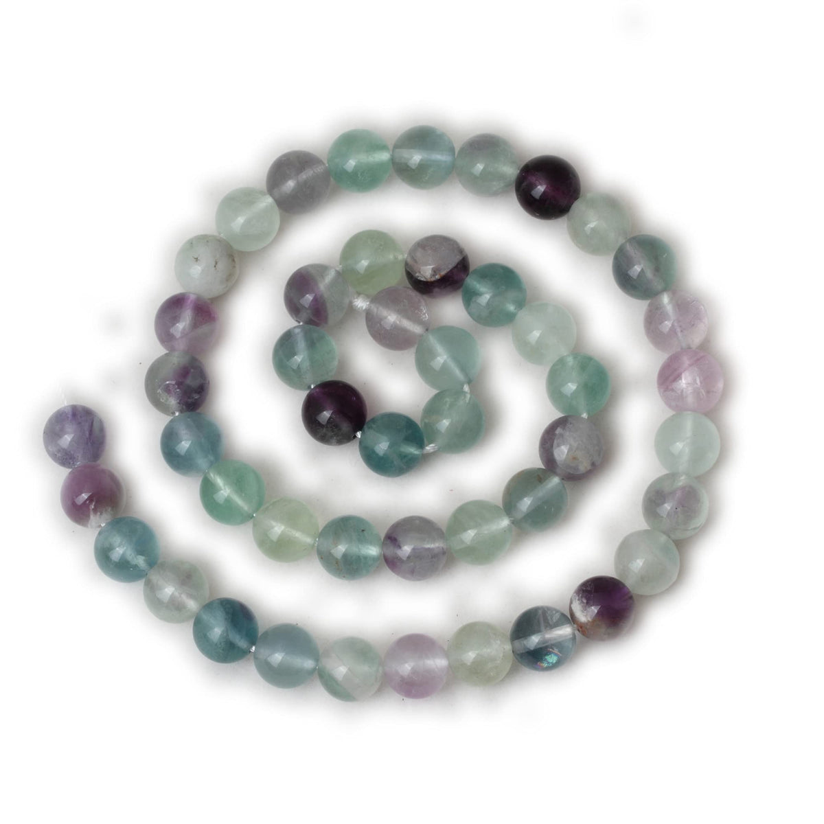 CHEAVIAN 45PCS 8mm Natural Colorful Fluorite Gemstone Round Loose Beads for Jewelry Making DIY Findings 1 Strand 15"