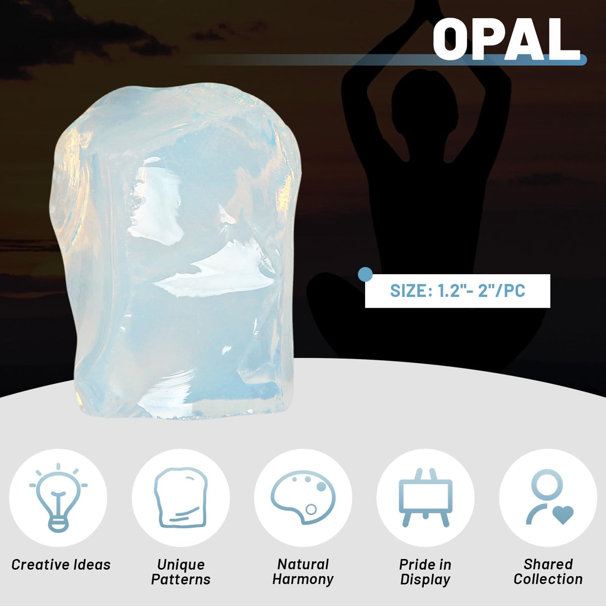 1.1lb Bulk Raw Opal Rough Crystal- Opal Raw Stones Crystal for Tumbling, Cabbing, Fountain Rocks, Decoration, Polishing, Wire Wrapping, Wicca & Reiki Crystal Healing