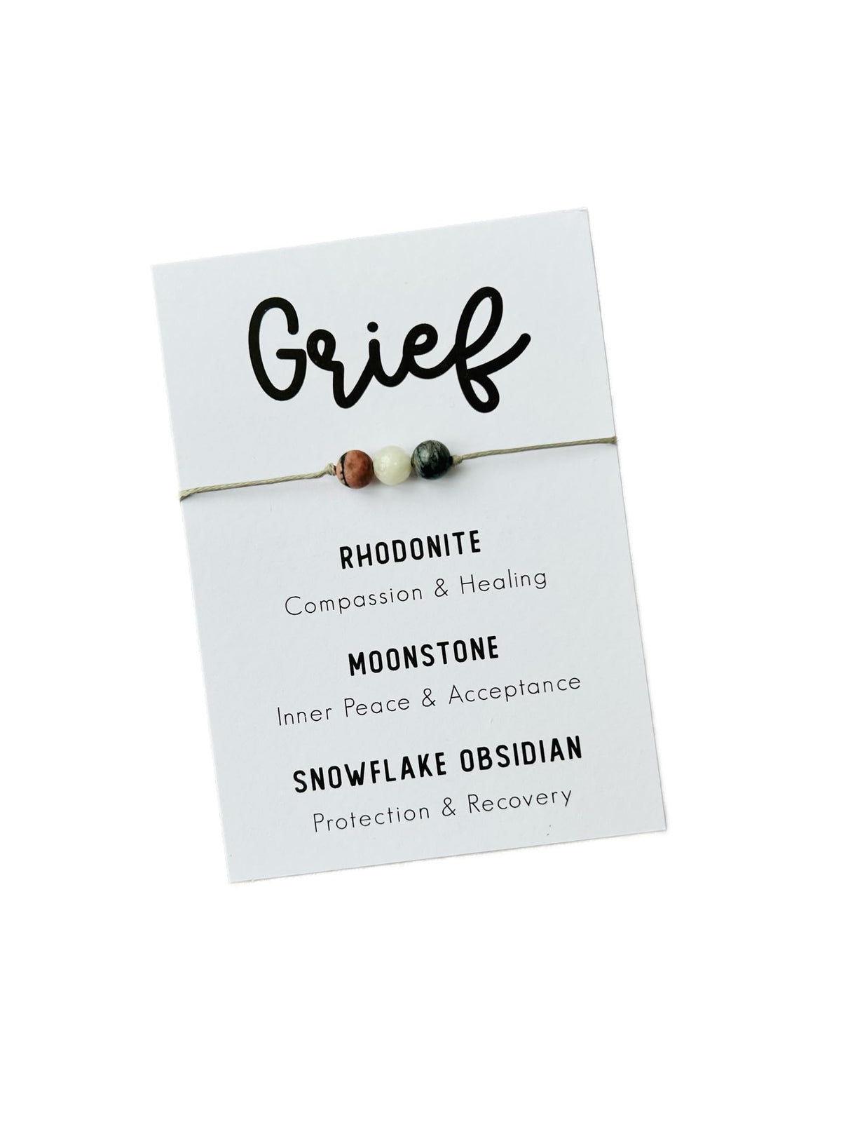 Grief Crystals | Crystal bracelet | Rhodonite Moonstone Snowflake Obsidian Gemstones | Grief Bracelet | Bereavment Gift
