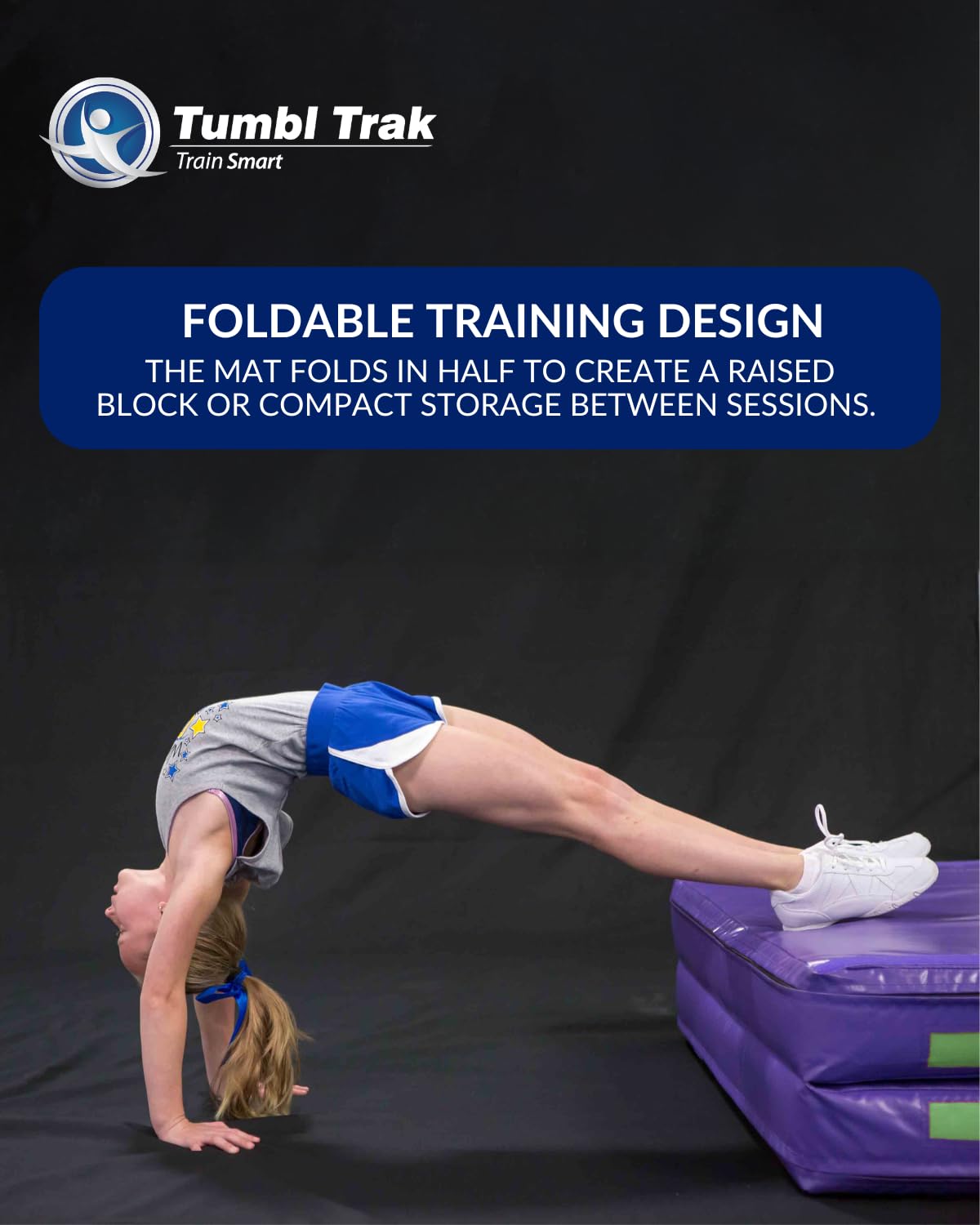 Tumbl Trak Soft Mat Crash Pad, 5ft x 10ft x 8in Single Density Foam Cushion for Gymnastics Tumbling Mat, Parkour, Cheer, Dance, Martial Arts and Kids Sensory Play