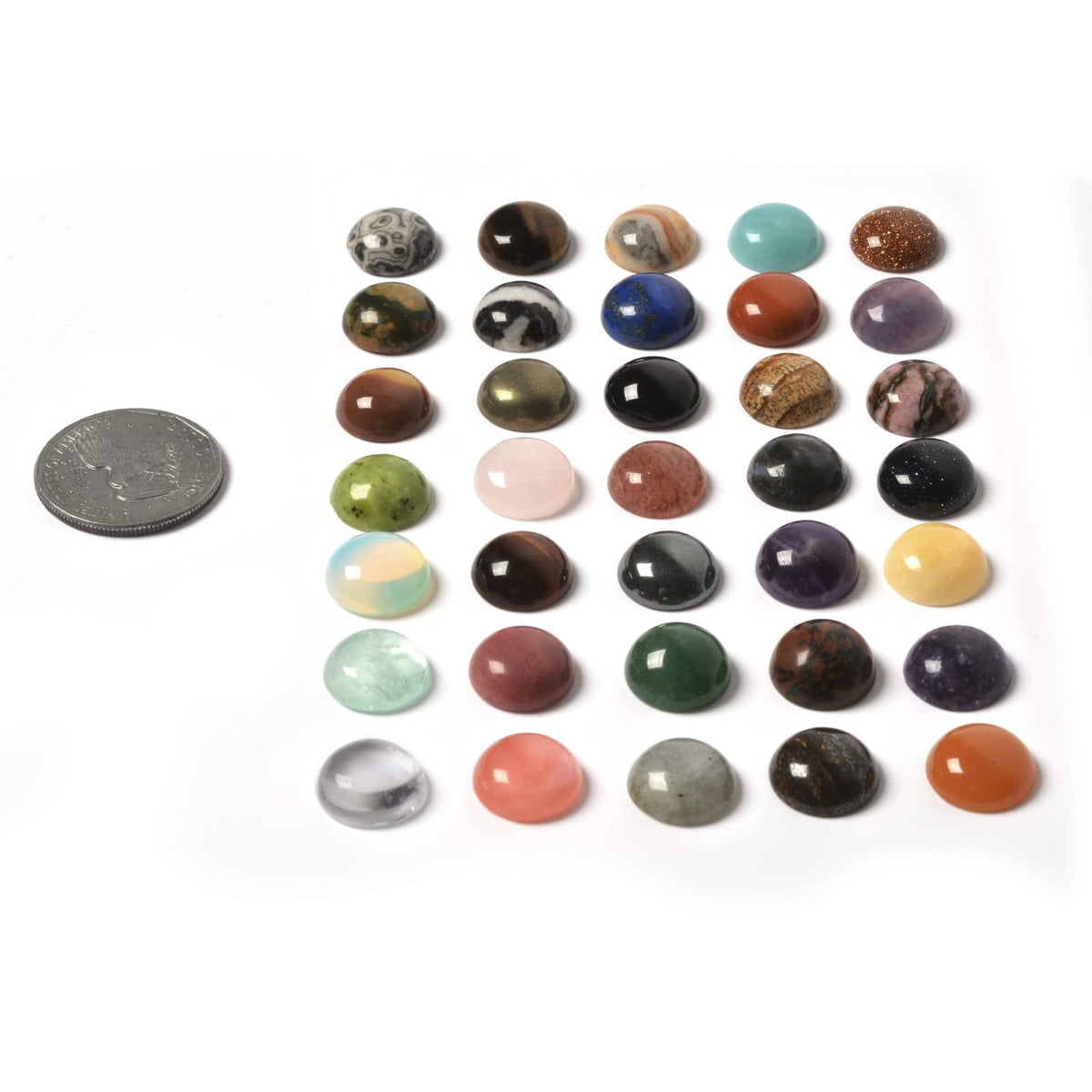 Wholesale Lot 24pcs Multi-color 14mm Gemstone Round Cab Cabochon For Jewelry Making