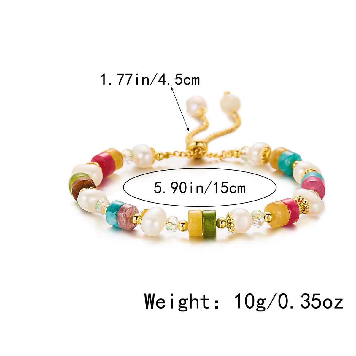 BELLA-Bee Healing Crystal Bracelets for Women Adjustable Rainbow Crystals Amethyst Tourmaline Natural Stone Beaded Bracelets for Women Spiritual Jewelry for Wishes, Protection and Anxiety Relief with Meaning Card (The Aura's Guard)