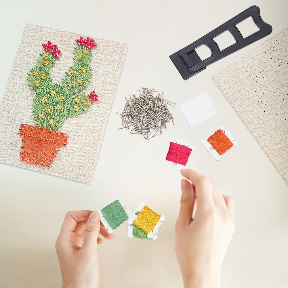 WEBEEDY DIY String Art Kit for Adults Beginners, DIY Cactus Nail String Craft Kit, Include All Necessary Accessories and Frame, Creative Craft Kits Home Wall Decorations Unique Gift