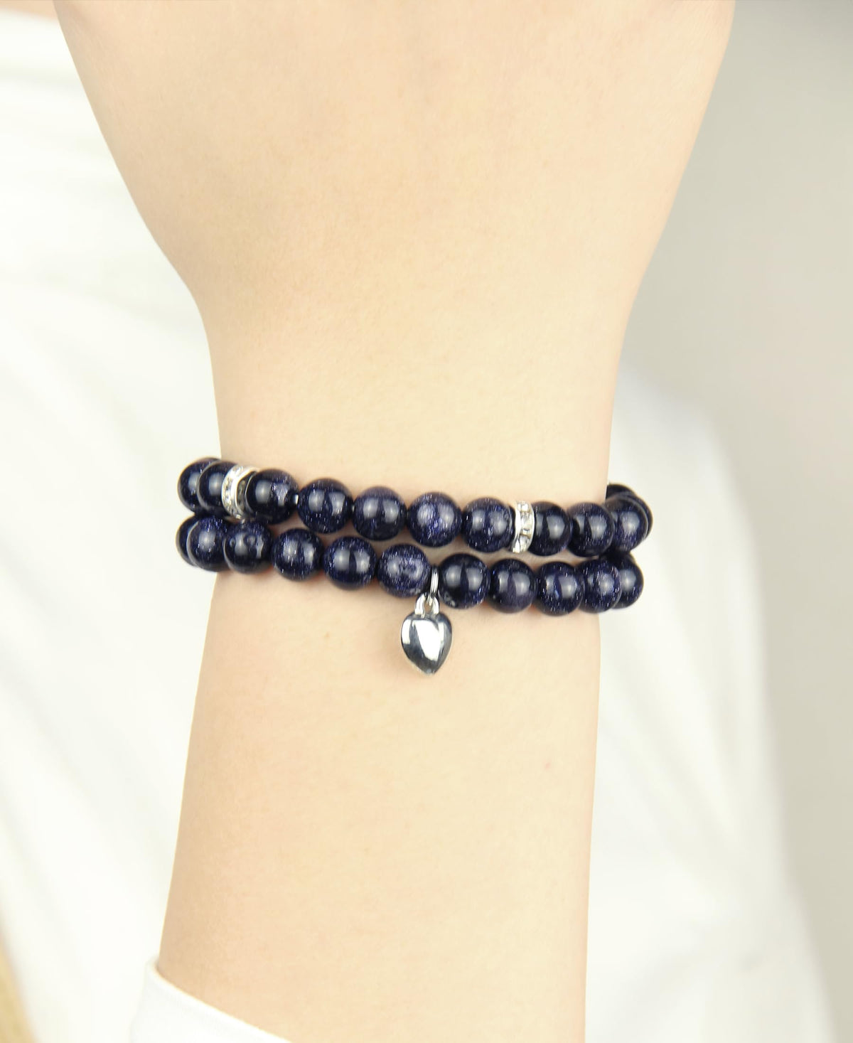 GDLKPYHS Healing Bracelets for Women - Blue Sandstone Bracelet - Healing Prayers Crystal Bracelet, 8mm Natural Stone Stress Relief Yoga Beads Get Well Soon Gifts