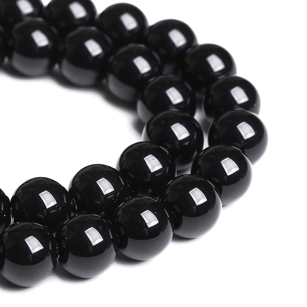 8mm 45PCS Natural Black Onyx Agate Round Loose Spacer Beads for Jewelry Making DIY Craft Bracelet 1 Strand 15"