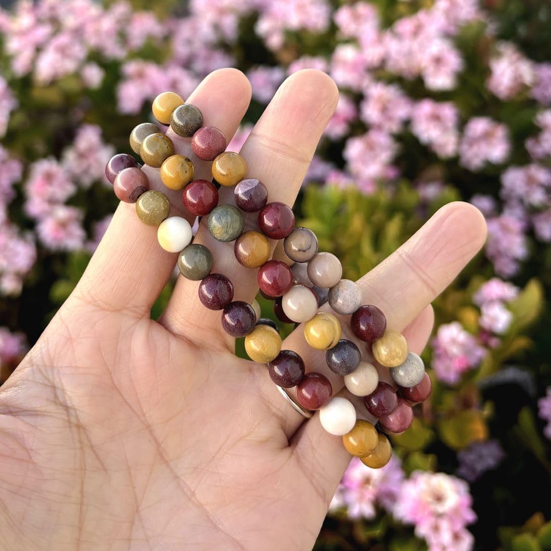 Adabele Real Natural Mookaite Jasper Gemstone Beaded Bracelet 7.5 inch Stretch Chakra Healing Crystal Stone Jewelry Women Birthday Gift (Unisex) GB8-B4