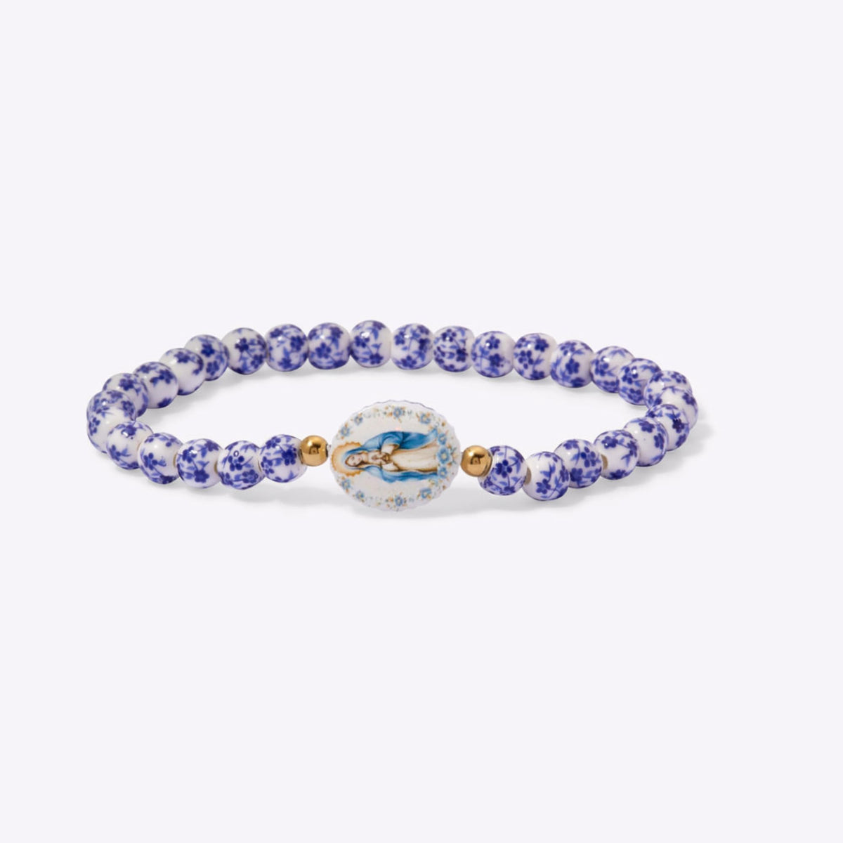 Holy Water Miraculous Mary Porcelain Bracelet in Gold