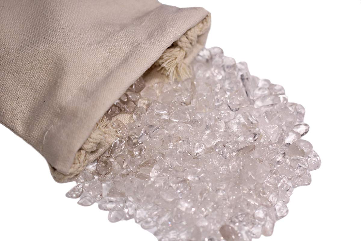ZenQ 1 lb Clear Quartz Tumbled Stone Chips Crushed Natural Crystal Quartz Pieces