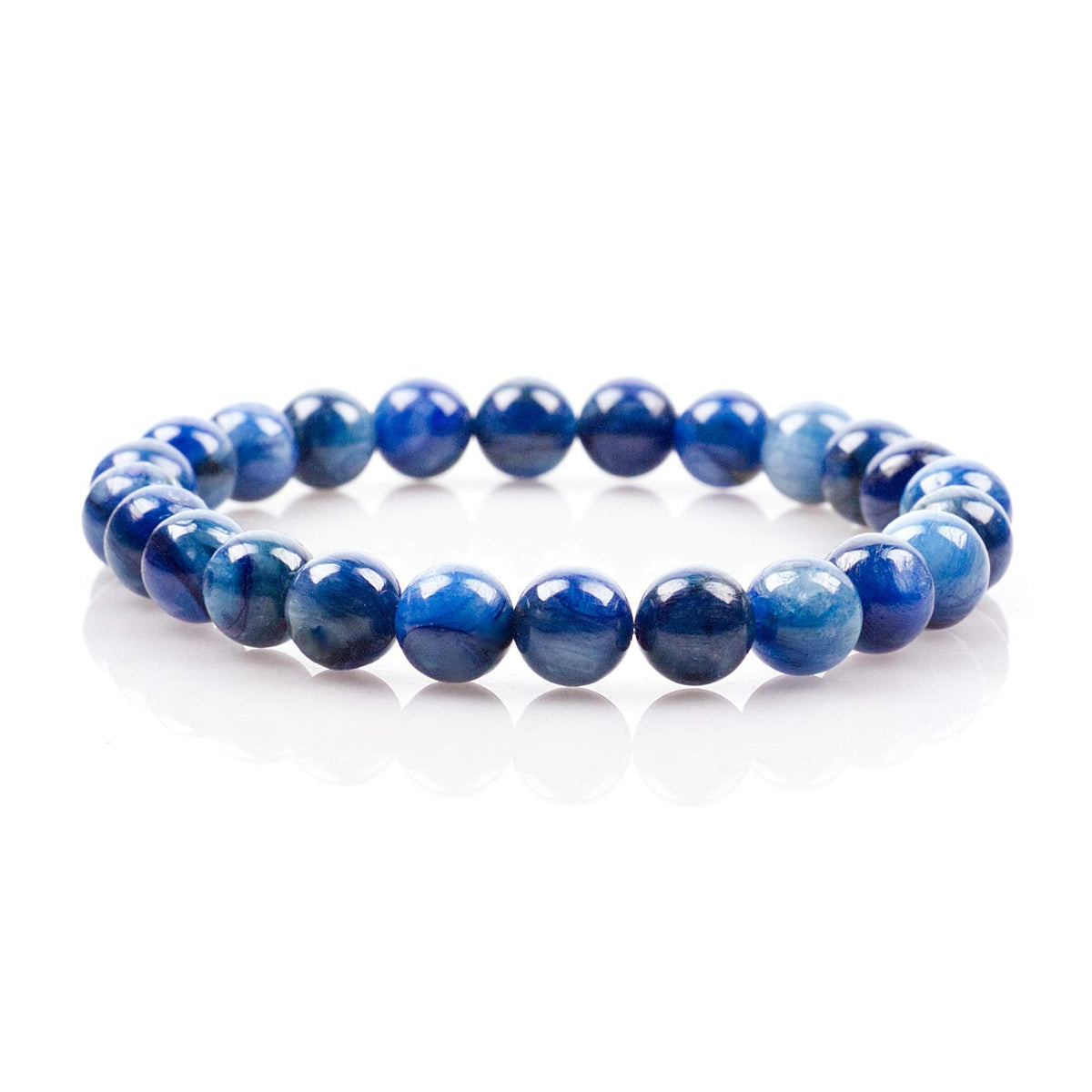 Cherry Tree Collection Kyanite Beaded Bracelet – Genuine 8mm Gemstone Stretch Bracelet for Men & Women – Handmade Crystal Bracelet - (Kyanite - S)