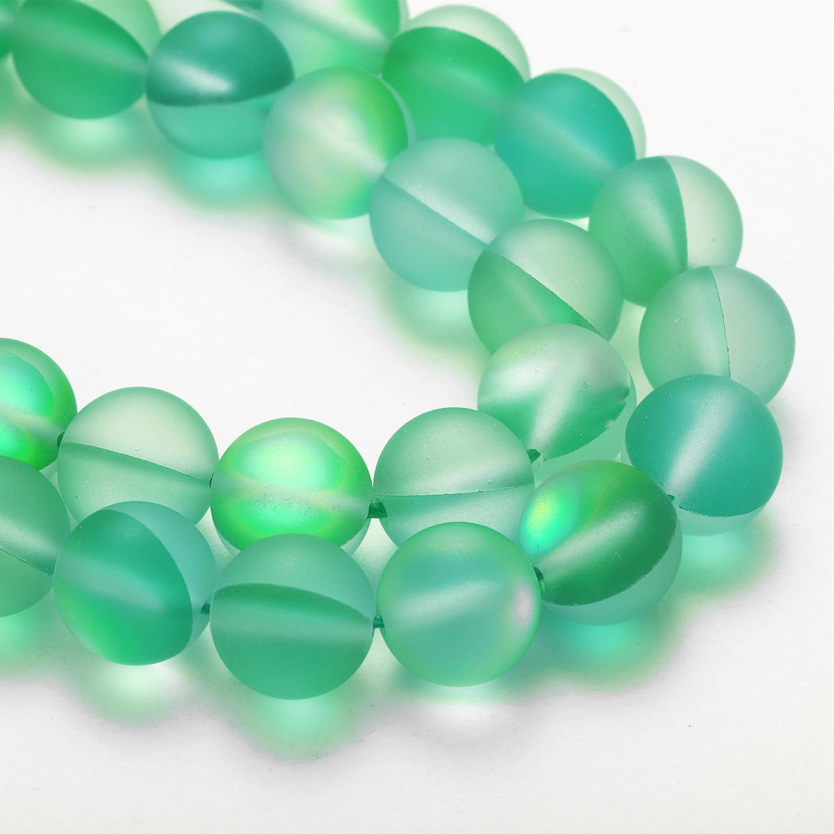 uxcell Matte Crystal Glass Beads 8mm Synthetic Frosted Shining Semi-Precious Round Loose Beads Synthetic Moonstone for Jewelry Making DIY Bracelet, Green