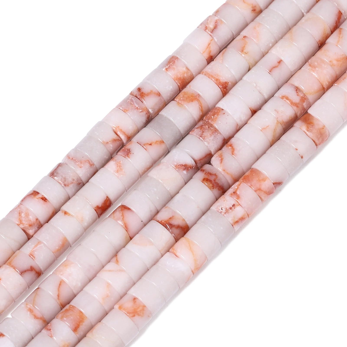 NITOPUPU 150Pcs 4×2mm Natural Red Web Jasper Spacer Stone Beads for Jewelry Making Supplies, Loose Semi Flat Round Gemstone Tube Beads for Bracelets DIY Crafts
