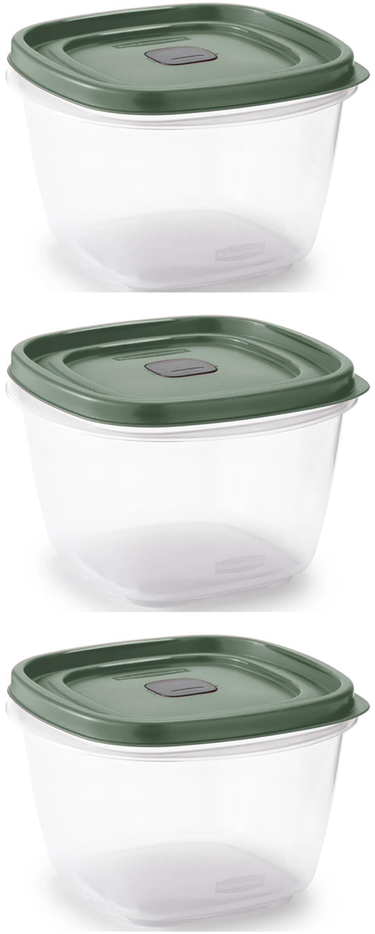 Utenselux Bundle Rubbber Maid Storage Containers, Easy Find Lids, Blue Spruce, 7 cup,Food Storage Set, Clear Meal Prep Containers, 3 Piece Set