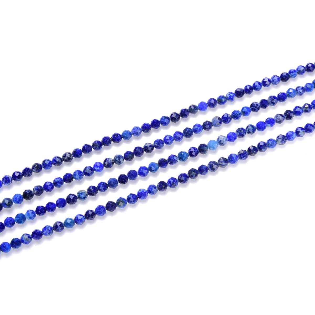 Adabele 30 Inch Natural Blue Lapis Lazuli Healing Gemstone 4mm (0.16 Inch) Tiny Small Faceted Round Loose Beads Stone Spacer (140-160pcs) for Craft Jewelry Making GK4-4