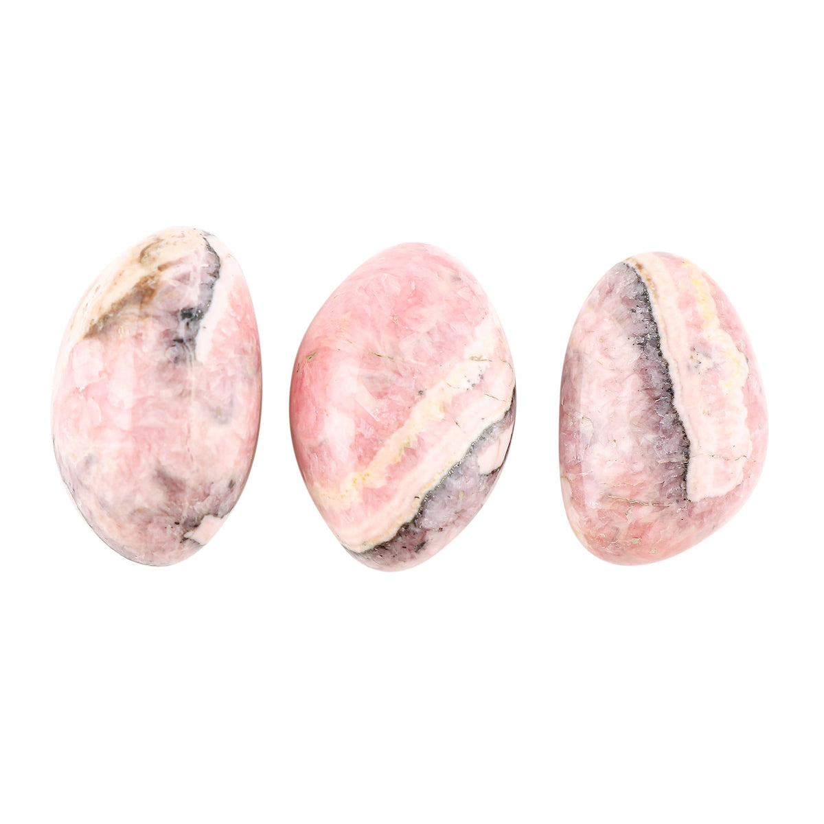 CRYSTALINES (3pcs) AAA Grade Natural Pink Rhodochrosite Gemstone, Wholesale Polished Tumbled Stones, DIY-Crafts, Jewelry Making, Chakra Healing Crystals, Gem Collection