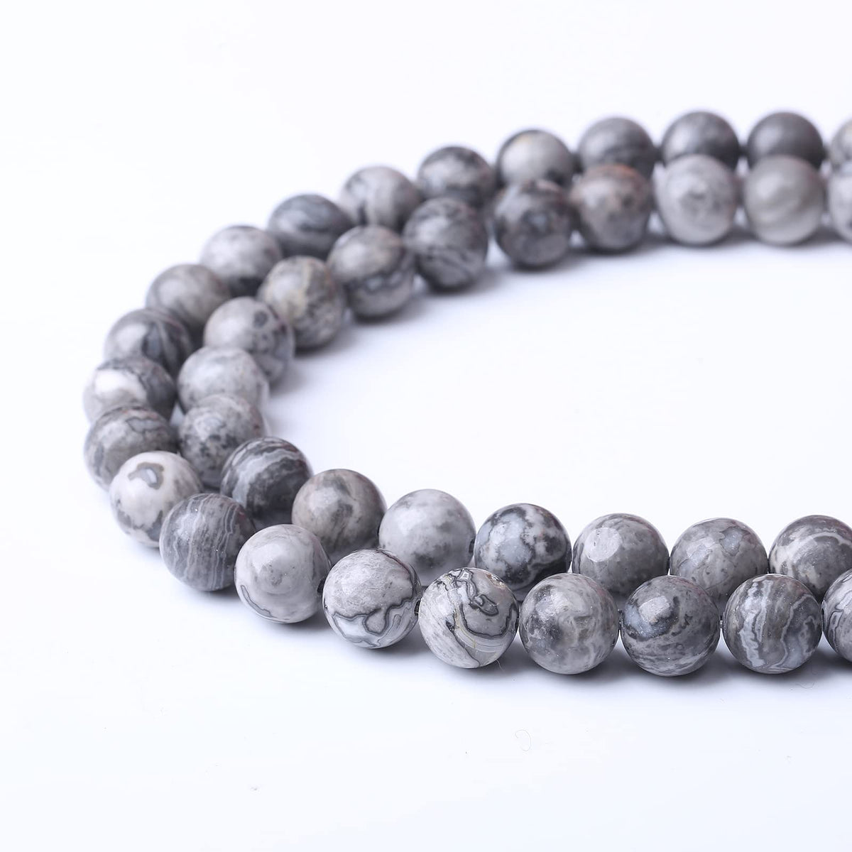 90PCS 4MM Grey map Stone Beads Natural Gemstone Bead Crystal Healing Energy Jewelry Making DIY 16 inches