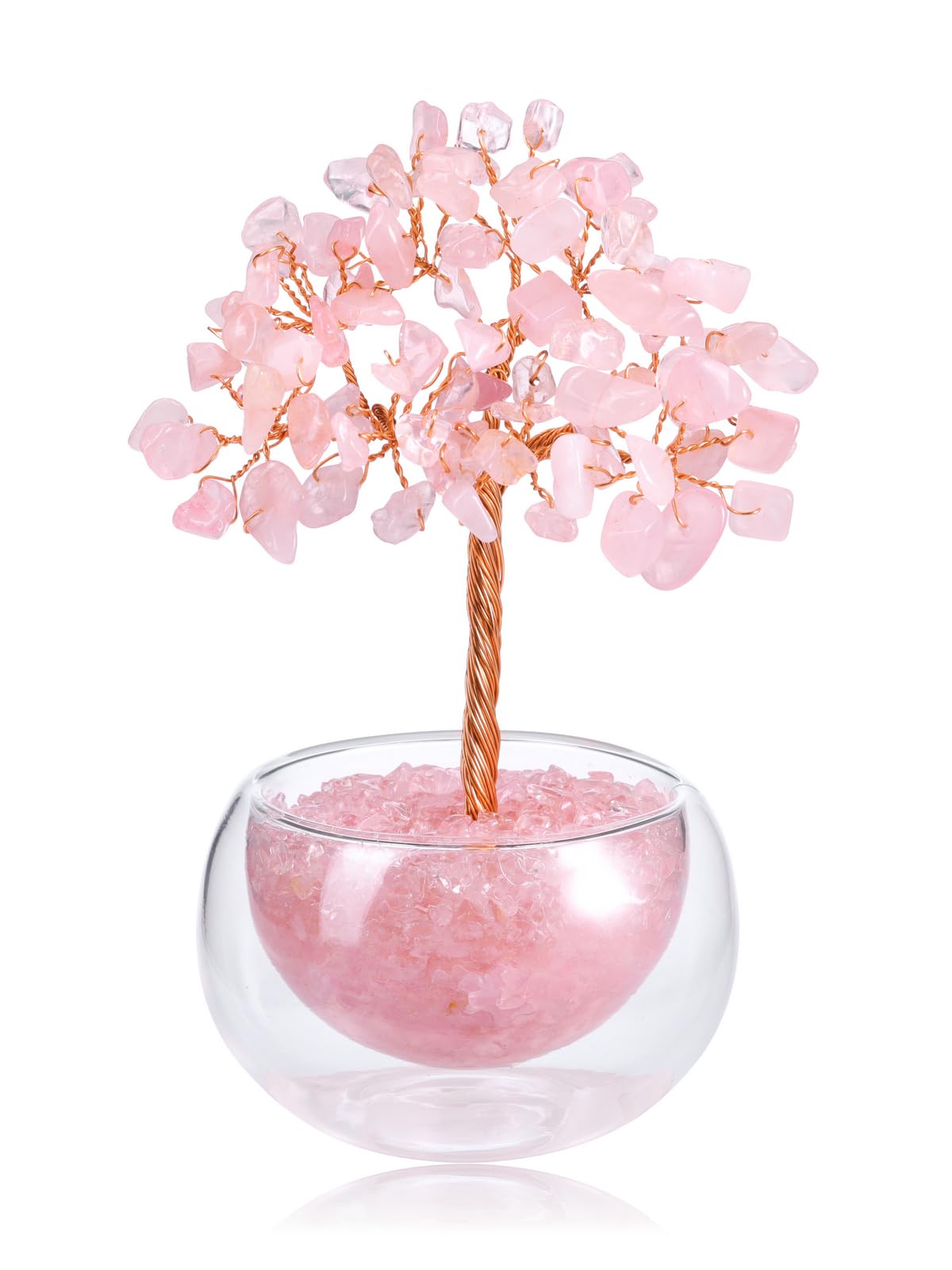 PESOENTH Rose Quartz Tree Crystal Tree of Life Gifts for Women Mom Birthday,Pink Crystal Bonsai Tree Healing Stone Gem Trees Spiritual Home Room Decor Gifts for Women