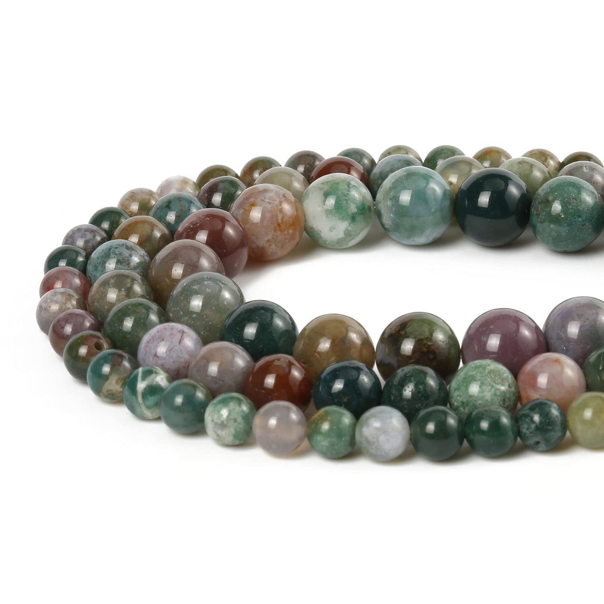 About 45pcs 8mm Natural Stone Beads Indian Agate Beads Energy Crystal Healing Power Gemstone for Jewelry Making, DIY Bracelet Necklace