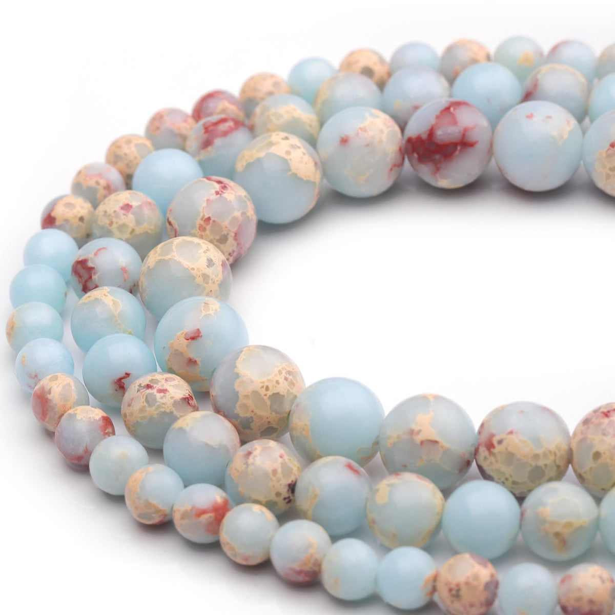 35pcs 10mm Natural Gemstone Beads for Jewelry Making Supplies,Sky Blue Jasper Healing Crystal Polished Round Loose Stone Beads for Bracelet Necklace 15 Inch