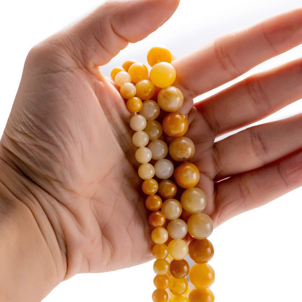 BEADIA Natural Yellow Jade Stone Round Loose Semi Gemstone Beads for Jewelry Making 10MM 38PCS