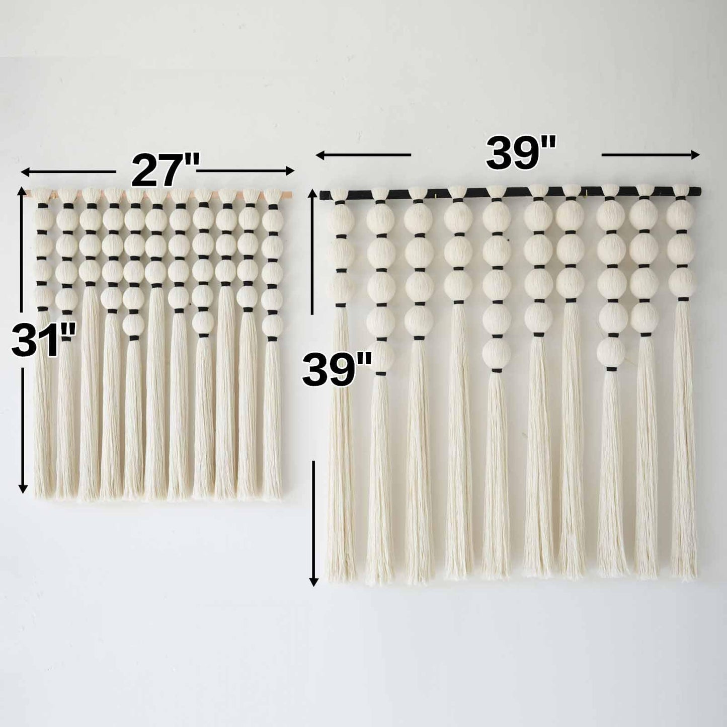 IOWER Macrame Wall Hanging 27" W x 31" L Boho Wall Decor Sphericity Cotton Textile Wall Hanging Art Fiber Yarn Art Handmade Detachable Assembly
