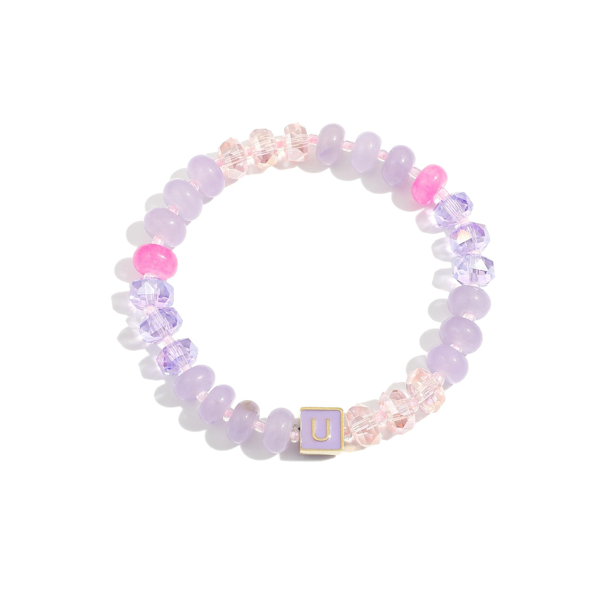 SLYAIH Colorful Beaded Initial Bracelets for Women Boho Crystal Beaded Elastic Stretch Bracelet A-Z Letter Bracelet Handmade Jewelry Gifts for Women