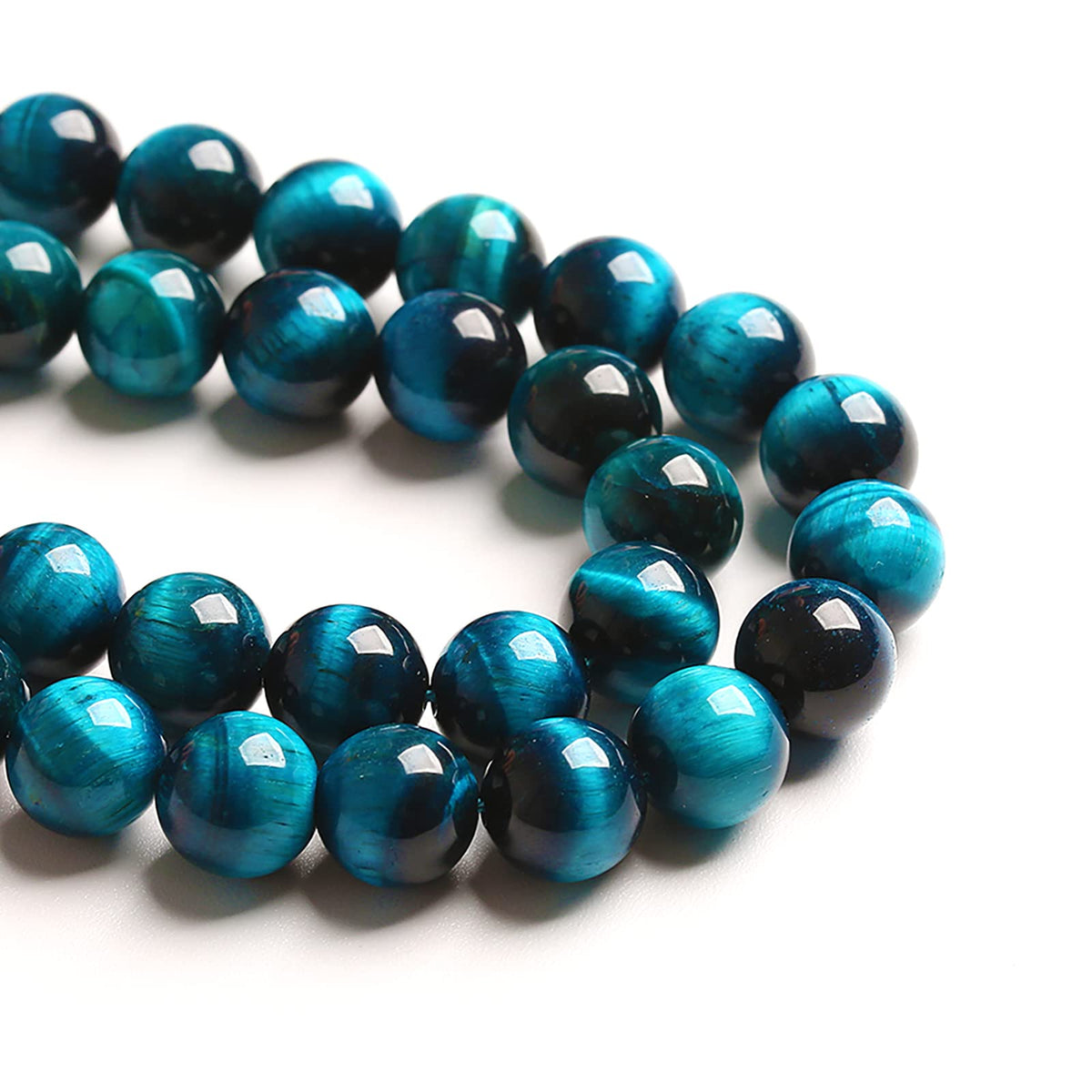 8mm 45PCS Blue Tiger Eye Beads Natural Stone Gemstone Spacer Loose Beads for Jewelry Making DIY Bracelet Semi Precious Beads Strand 15 inches